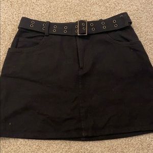 Black denim skirt